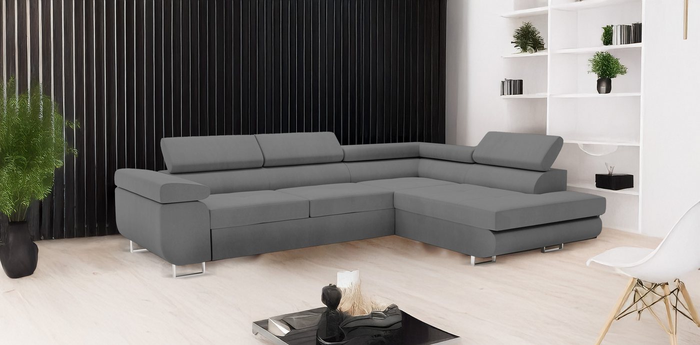 Goldstoff Ecksofa VENUS mit Schlaffunktion, Bettkasten und verstellbaren Kopfstützen Goldstoff Ecksofa VENUS mit Schlaffunktion, Bettkasten und verstellbaren Kopfstützen von Goldstoff