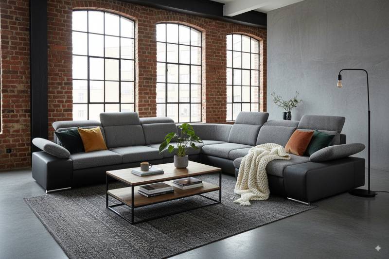 Goldstoff Ecksofa mit Schlaffunktion, Bettkasten & Kopfstützen - Modernes Sofa, XXL-Schlafsofa mit Bettkasten & Delfin‑Mechanismus – Stoff Majorka/Soft – Moderne Wohnlandschaft Goldstoff Ecksofa mit Schlaffunktion, Bettkasten & Kopfstützen - Modernes Sofa, XXL-Schlafsofa mit Bettkasten & Delfin‑Mechanismus – Stoff Majorka/Soft – Moderne Wohnlandschaft von Goldstoff