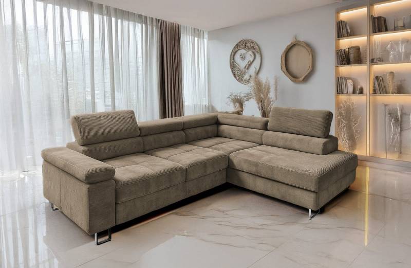 Goldstoff Ecksofa mit Schlaffunktion, Cord Couch für Wohnzimmer - Cord Ecksofa, Cord Couch VOYAGE von Goldstoff
