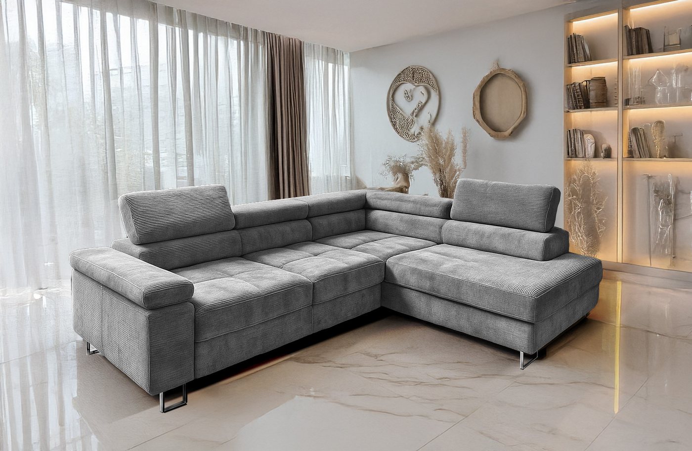 Goldstoff Ecksofa mit Schlaffunktion, Cord Couch für Wohnzimmer - Cord Ecksofa, Cord Couch VOYAGE Goldstoff Ecksofa mit Schlaffunktion, Cord Couch für Wohnzimmer - Cord Ecksofa, Cord Couch VOYAGE von Goldstoff