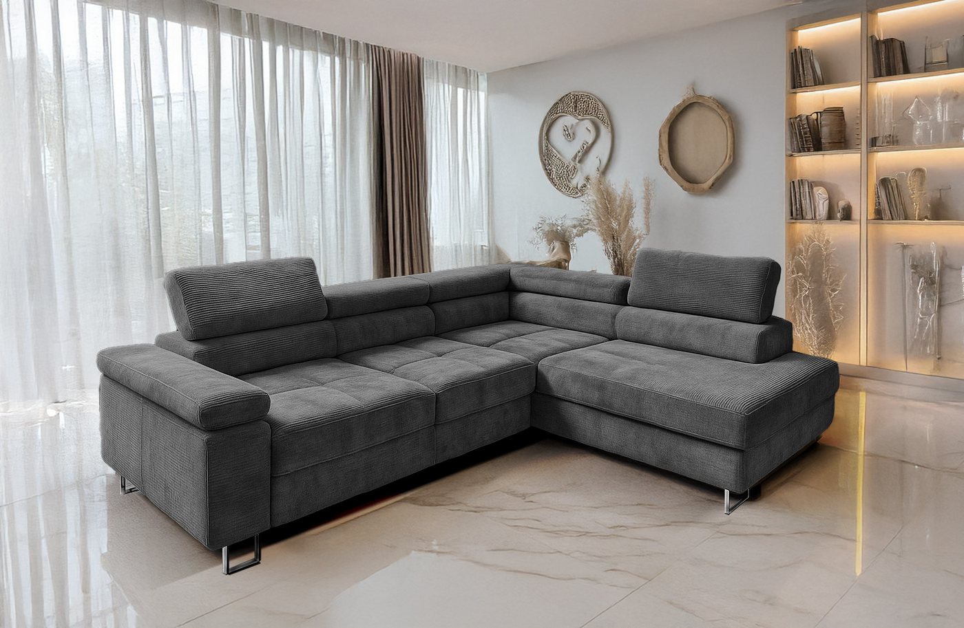 Goldstoff Ecksofa mit Schlaffunktion, Cord Couch für Wohnzimmer - Cord Ecksofa, Cord Couch VOYAGE Goldstoff Ecksofa mit Schlaffunktion, Cord Couch für Wohnzimmer - Cord Ecksofa, Cord Couch VOYAGE von Goldstoff
