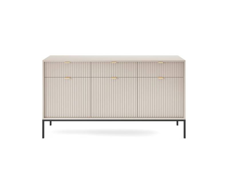 Goldstoff Kommode Moderne Kommode Milano 154 cm mit geriffelter Front und Metallrahmen, geriffelte MDF-Fronten, stabile Metallkonstruktion,Soft-Close von Goldstoff