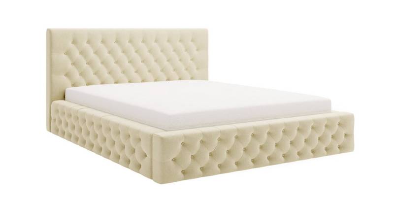 Goldstoff Polsterbett Chester mit gesteppter Rückenlehne – Samt, elegant, modern, Verfügbar in 4 Größen von Goldstoff