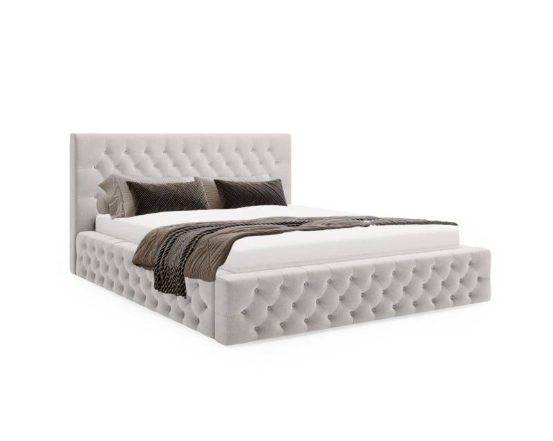 Goldstoff Polsterbett Chester mit gesteppter Rückenlehne – Samt, elegant, modern, Verfügbar in 4 Größen von Goldstoff