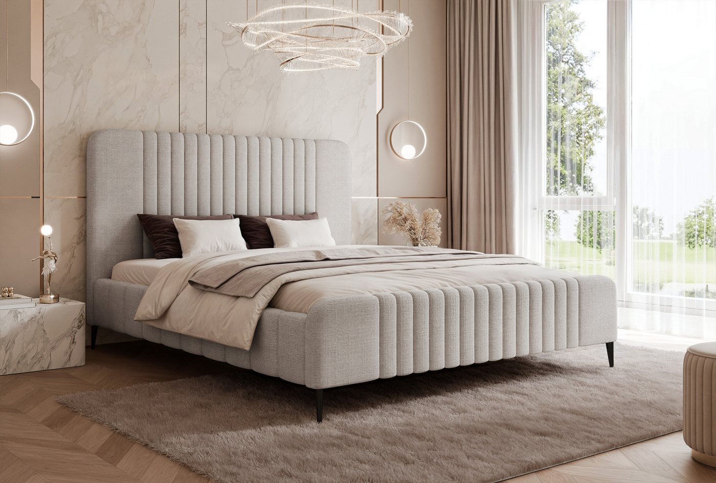 Goldstoff Polsterbett Elegantes Bett OPERA mit hohem Kopfteil und großzügigem Stauraum Goldstoff Polsterbett Elegantes Bett OPERA mit hohem Kopfteil und großzügigem Stauraum von Goldstoff