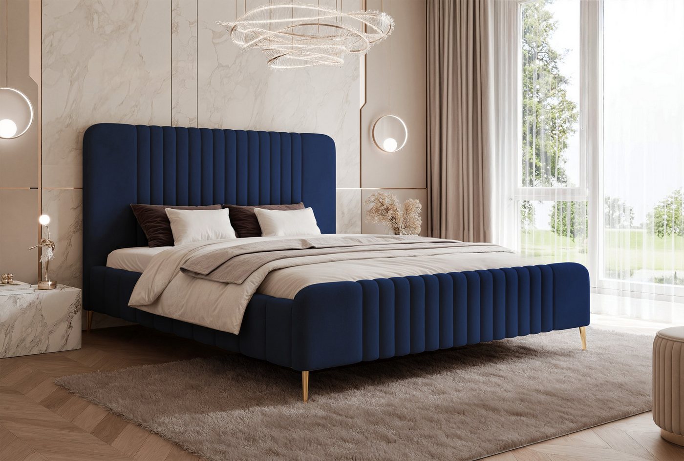 Goldstoff Polsterbett Elegantes Bett OPERA mit hohem Kopfteil und großzügigem Stauraum Goldstoff Polsterbett Elegantes Bett OPERA mit hohem Kopfteil und großzügigem Stauraum von Goldstoff