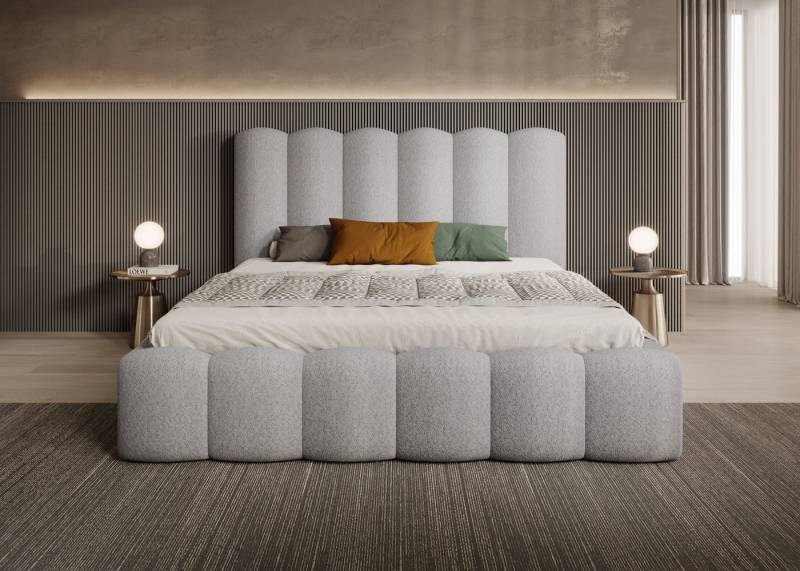 Goldstoff Polsterbett LOFT - Wolkenbett mit hohem Kopfteil (Doppelbett- verfügbar 140x200 160x200 180x200 200x200cm, Stauraumbett - Designerbett mit Bettkasten zum aufklappen), Erhältlich in 4 Größen - Modern & Elegant von Goldstoff