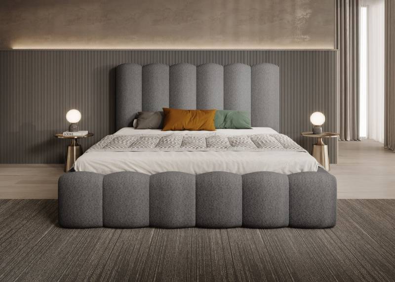 Goldstoff Polsterbett LOFT - Wolkenbett mit hohem Kopfteil (Doppelbett- verfügbar 140x200 160x200 180x200 200x200cm, Stauraumbett - Designerbett mit Bettkasten zum aufklappen), Erhältlich in 4 Größen - Modern & Elegant von Goldstoff