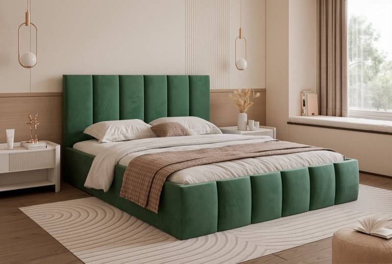 Goldstoff Polsterbett Modernes Designbett mit Stauraum und elegantem Kopfteil, Elegantes Designbett mit integriertem Stauraum und Komfortkopfteil Goldstoff Polsterbett Modernes Designbett mit Stauraum und elegantem Kopfteil, Elegantes Designbett mit integriertem Stauraum und Komfortkopfteil von Goldstoff