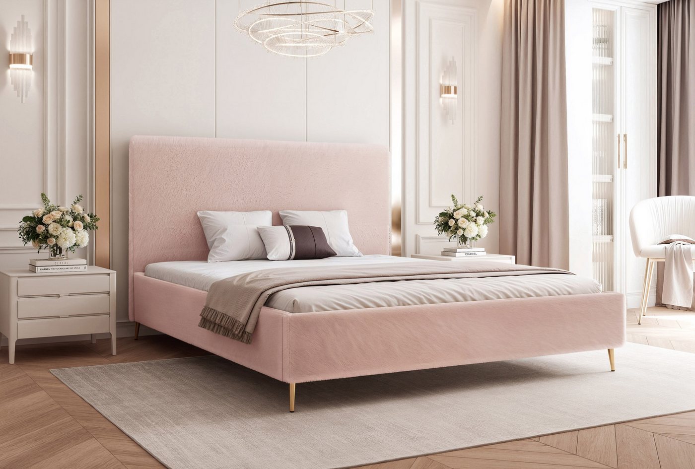 Goldstoff Polsterbett "SOLARE" mit hohem Rahmen und praktischem Bettkasten (Stauraumbett, Doppelbett 120x200 cm bis 200x200 cm), modernes Schlafzimmerbett mit Stauraum von Goldstoff