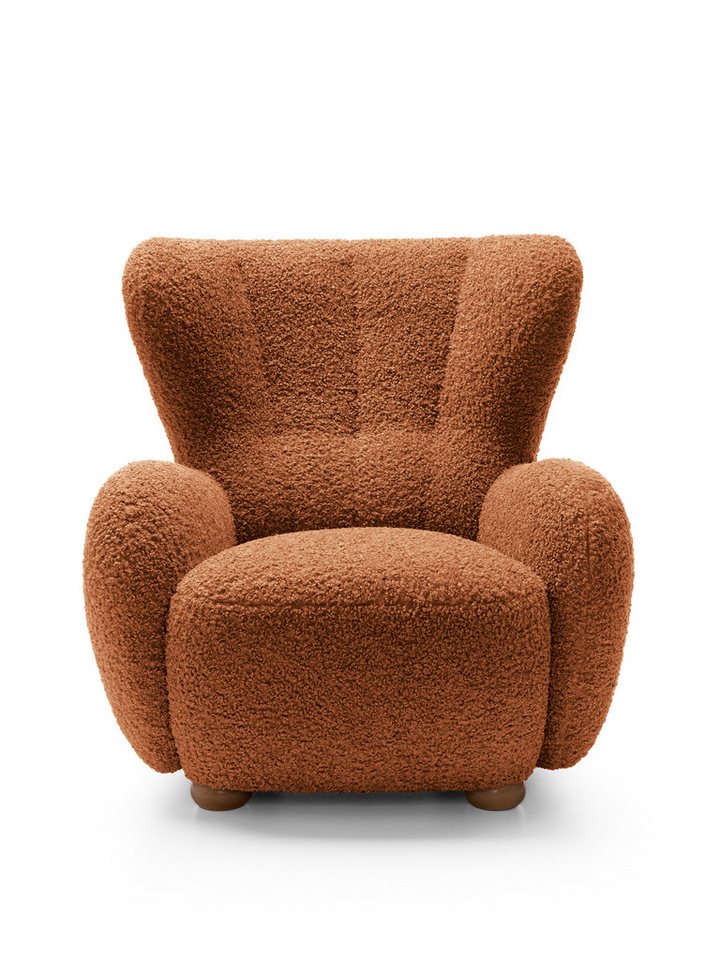 Goldstoff Sessel HUGSY Relaxsessel Boucle mit hoher Rückenlehne – Skandi & Boho Stil (Einzelsessel, Einzelsessel), mit Relaxfunktion von Goldstoff
