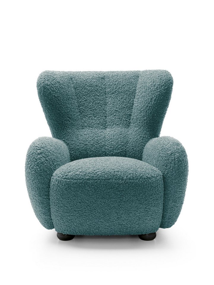 Goldstoff Sessel HUGSY Relaxsessel Boucle mit hoher Rückenlehne – Skandi & Boho Stil (Einzelsessel, Einzelsessel), mit Relaxfunktion von Goldstoff