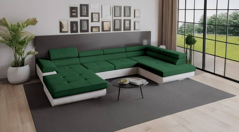 Goldstoff Wohnlandschaft RELAX U Ecksofa mit Schlaffunktion, Kunstleder & Samt, 345 × 205 cm, zwei Bettkästen, verstellbare Kopfstützen Goldstoff Wohnlandschaft RELAX U Ecksofa mit Schlaffunktion, Kunstleder & Samt, 345 × 205 cm, zwei Bettkästen, verstellbare Kopfstützen von Goldstoff