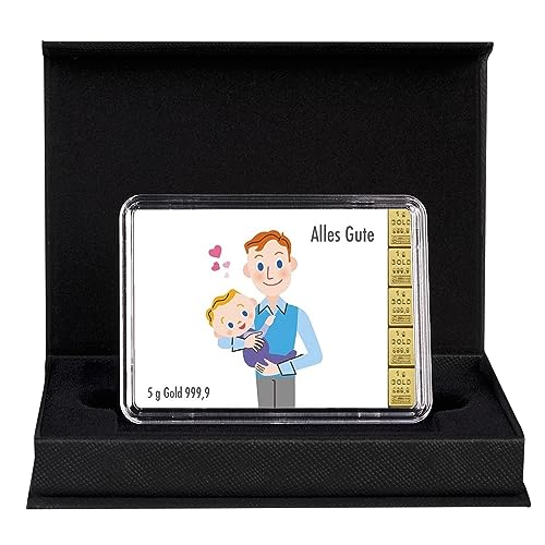 Goldstücke24 - Alles Gute zur Taufe - Goldbarren 5g in schwarzer Geschenkbox - Tolle Geschenkidee von Goldstücke24