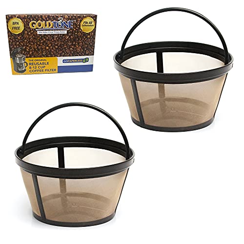 Goldfarbenes Marke wiederverwendbar 8–12 Cup Korb Kaffee-Filter passt Mr. Coffee Makers und Brauer. Ersetzt Ihren Kaffee Filter & Permanent Filter – BPA-frei – [2 Pack] goldfarben/schwarz von Goldtone