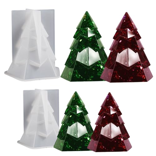 Goldyida 2 Stück 3D Weihnachtsbaum Kerzenform Silikon Kerzen Gießform Weihnacht DIY Silikonform Gießformen Silikonform Kerzen Kerzenformen zum Gießen Seifenformen Kerzen Formen (C) von Goldyida