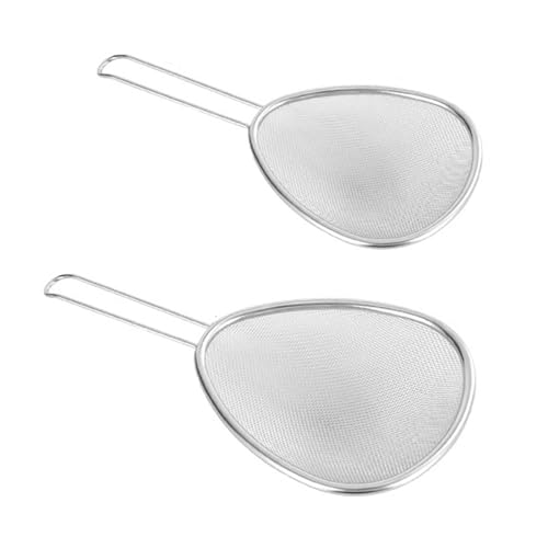 Goldyida 2 Stück Schaumlöffel Schaumkelle Edelstahl Edelstahl Löffel Filter Set Abseihlöffel mit Griff Skimmer Schlitzlöffel Edelstahl-Küchensieb für Küche, Kochen, Abtropfen und Braten von Goldyida