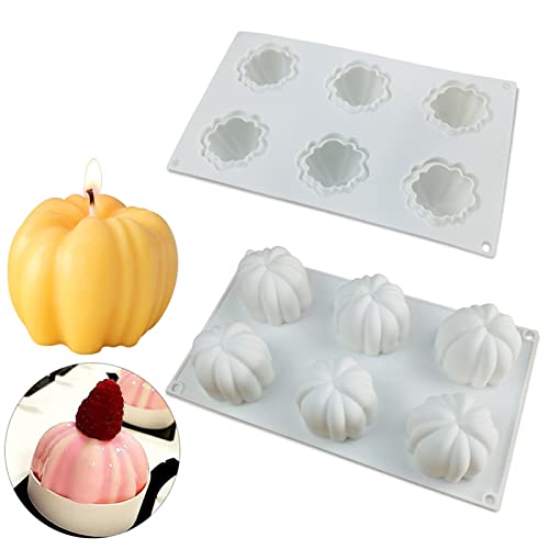 Goldyida Kuchenform mit Kürbisform Kürbis Silikonform 3D Halloween Kürbis Silikon Fondantform 3D Kürbis Fondant Formen Backform Muffinform DIY Pudding Gelee Dessert Formen Herbst Halloween Kürbisform von Goldyida