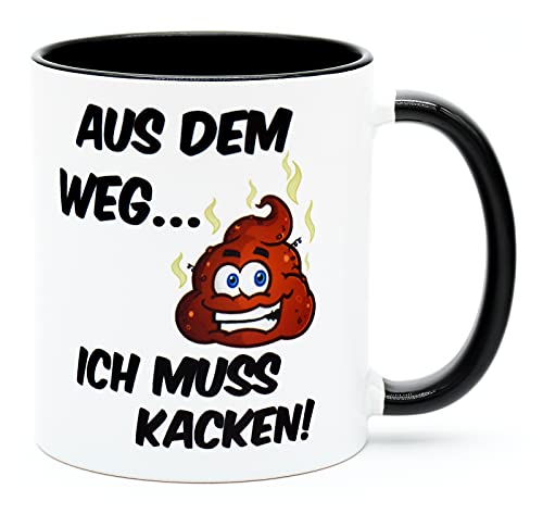 Aus dem weg ich muss kacken Bürotasse Baustellen Tasse Kaffee Becher Geschenk Lustige Idee Witzige mit Spruch Handwerker Büro Arbeit Furzen Ich Liebe Pupsen love klo toilette Fun Fake von Golebros