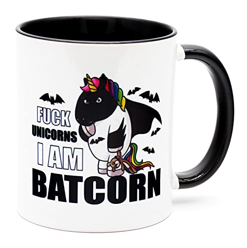 Batcorn Unicorn Einhorn Tasse Schwarz Kaffee Tee Becher Büro Arbeit Einhorntasse Arbeitskollegin Frauen Kollegin Freundin lustig Bürotasse Geschenk Geburtstag Spruch verrrückt Einhörner Chefin von Golebros