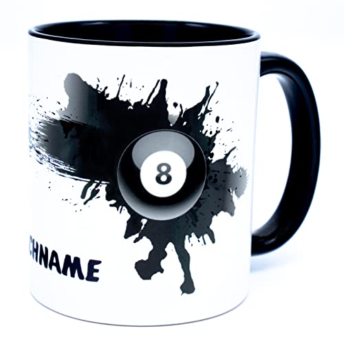 Billard Tasse mit Namen Snooker Becher personalisiert Spieler Geschenk Zubehör Dekoration Sport Kaffeetasse Kaffeebecher Geburstag Mann Frau Erwachsene Profi Equipment Trainer Gadget Geschenkideen von Golebros