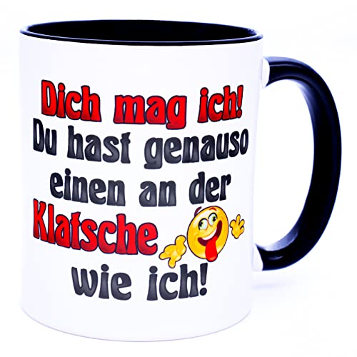 Dich mag ich Du hast genauso einen an der Klatsche wie ich Tasse witzige Kaffeetasse mit Spruch für verrückte beklopte bescheuerte lustige durchgeknallte Kollegen Kollegin Arbeit Büro Handwerker Spaß von Golebros