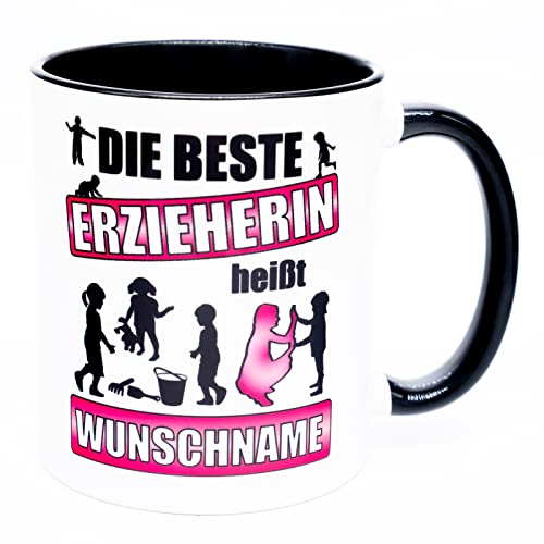 Die beste Erzieherin heißt Name Tasse personalisiert Danke Geschenk Kindergarten Abschiedsgeschenk für Erzieherinnen Tagesmutter Abschied Kita Dankeschön Weihnachten Kindergärtnerin Geburtstag Lustig von Golebros