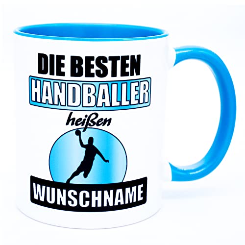 Die besten Handballer heißen Name Tasse personalisiert Becher Handball Geschenk Teetasse Kaffeetasse Zubehör Geburtstag Accessories Ausrüstung Dekoration Deko Equipment Geschenkideen Trainer Artikel von Golebros