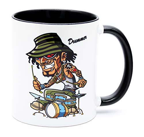 Drummer Schlagzeuger Kaffee Tasse Becher Geburtstag Geschenk für Musiker Deko Zubehör Accessoires Geschenkideen Schlagzeugspieler Musiktassen Geburtstagsgeschenk Erwachsene Kinder von Golebros