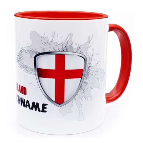 England Tasse mit Namen personalisiert Wappen englische Flagge Fahnen Fanartikel Spruch Getränke Becher Geschenk Mann Frau Geburtstag Fussball Produkte Cup mug Keramik 330 ml von Golebros