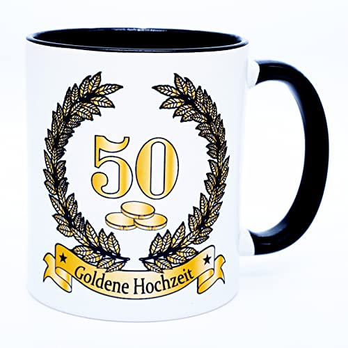 Goldene Hochzeit Hochzeitstag 50 Jahre Tasse Becher Geschenk Jahrestag Verheiratet Hochzeitsjubiläum originelle Geschenkideen Eltern Hochzeitstassen Deko Hochzeitsgeschenke Ehe Frau Mann Ehejubiläum von Golebros