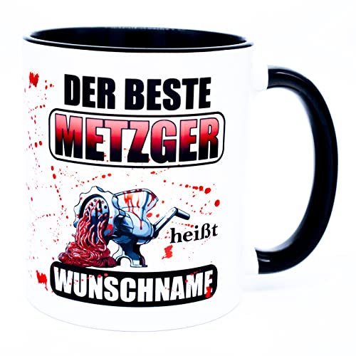 Der beste Metzger heißt Name Tasse Becher mit Spruch lustig Schlachter Geschenk Prüfung Geschenkidee Zunft Geburtstagsgeschenk Ausrüstung Bedarf Deko Profi Schlachterei Metzgerei Zubehör Chef Witzig von Golebros