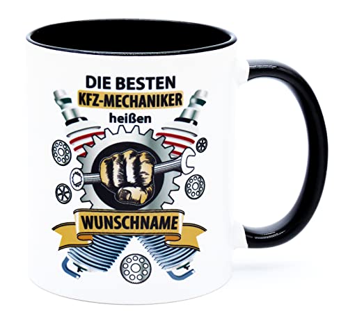 Die besten Kfz Mechaniker heißen Wunschname personalisierte Tasse Becher Schrauber Geschenk Geburtstag Geschenkidee Mechatroniker Werkstatt Zubehör Spruch Mann Auto Automechaniker Meister Prüfung von Golebros