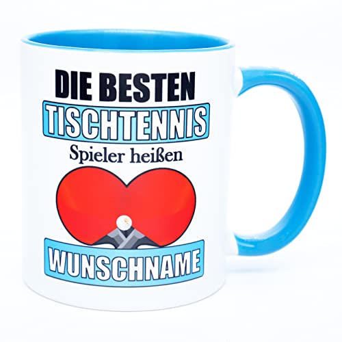 Die besten Tischtennis Spieler heißen Name Tasse personalisiert Becher Geschenkidee Tischtennisspieler Geschenk für Trainer Geburtstag Equipment Gadget Zubehör Lustig Kinder Profi Deko Keramik 330 ml von Golebros