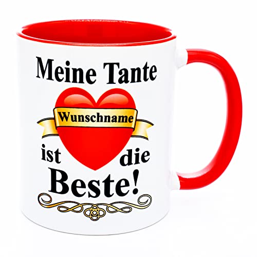 Meine Tante Name ist die Beste Tasse Personalisiert Geschenk Geburtstag Weihnachten Valentinstag Nikolaus Ostern Becher mit Herz Lieblings Schwägerin Dankeschön Hdl Welt Spruch von Nichte Neffe Kind von Golebros