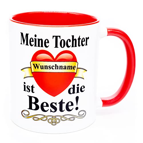 Meine Tochter Name ist die Beste Tasse Personalisiert Geschenk Geburtstag Weihnachten Valentinstag Nikolaus Ostern Becher mit Herz Lieblings Kinder Dankeschön Hdl Welt Spruch Mutter Vater Mama Papa von Golebros