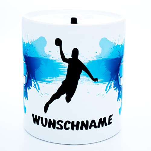 Handball Spardose mit Namen Sparschwein personalisiert Handballer Geschenk Sparbüchse Zubehör Geburtstag Accessories Ausrüstung Dekoration Deko Equipment Geschenkideen Trainer Artikel Mann Frau Kind von Golebros