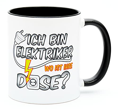 Ich bin Elektriker wo ist Ihre Dose Tasse Becher Kaffeetasse Kaffeebecher Geschenk Geburtstag Geschenkidee Zubehör Spruch Meister Prüfung Artikel Handwerker Baustelle Geschenkartikel Elektroniker von Golebros