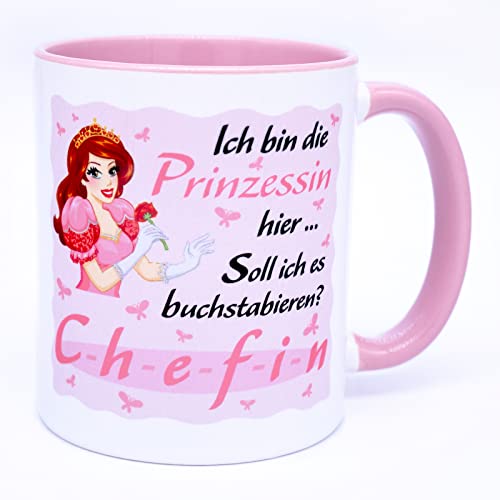 Ich bin die Prinzessin hier Chefin Lustige Tasse mit Spruch Geschenkideen Frau Frauentasse witzige Geschenk Kaffeetasse Kaffeebecher Büro Arbeit Ehefrau Damen Boss Becher Cheftasse Keramik 330 ml von Golebros