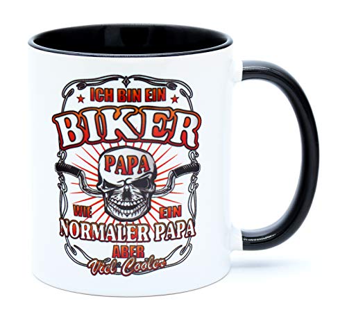 Ich bin ein Biker Papa wie normaler aber viel cooler Kaffee Tasse Becher mit Spruch Geburtstag Geschenk für Motorradfahrer Männer Artikel Idee Zubehör Ausrüstung Accessoires Herren Motorrad Chopper von Golebros