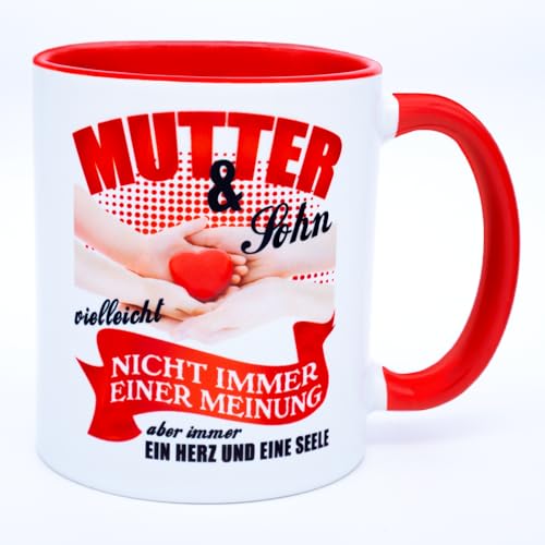 Mutter und Sohn Tasse Becher Geschenk für die beste Mama der Welt Geburtstag Geschenkidee stolze Muttertagstasse Valentinstag Muttertag Muttertagsgeschenk Geburtstagsgeschenk Keramik 330 ml von Golebros