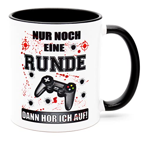 Nur noch eine Runde dann hör ich auf Tasse Becher Lustige Gaming Zocker Sprüche Geburtstagsgeschenk PC Geschenk für Gamer Männer Kinder Jungen Jugendliche Nerd witzige Geschenkideen Keramik 330 ml von Golebros