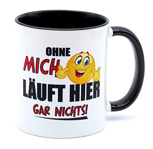 Ohne mich läuft hier gar nichts Handwerker Büro Arbeitskollege Kollegin Kollege Arbeit Chef Fun Spruch Tasse Lustig Becher Kaffeetasse witzig angeber-wortschatz proll sachen nerd klug schlau Bürotasse von Golebros