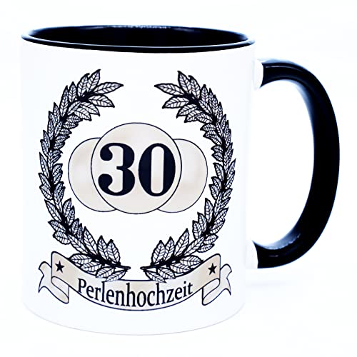 Perlenhochzeit Hochzeitstag 30 Jahre Tasse Becher Geschenk Jahrestag Verheiratet Hochzeitsjubiläum originelle Geschenkideen Eltern Hochzeitstassen Deko Hochzeitsgeschenke Ehe Frau Mann Ehejubiläum von Golebros