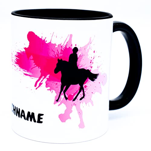 Reiten Tasse mit Namen Pferde Becher personalisiert Geschenk Reiter Mädchen Frau Damen Kinder Zubehör Accessories Ausrüstung Dekoration Reitsachen Pferdetasse Equipment Erwachsene Pferdeliebhaber Deko von Golebros