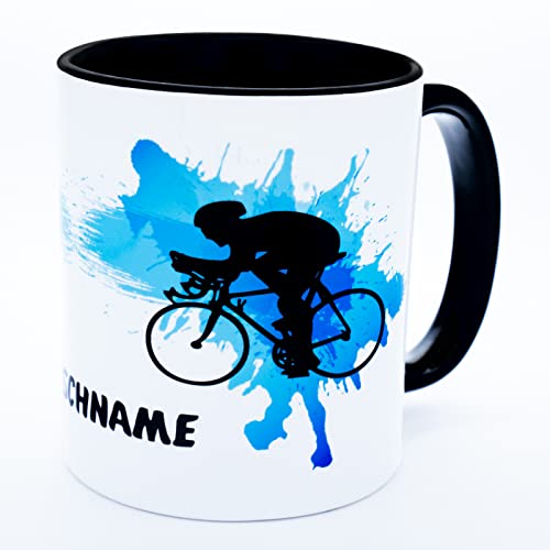 Rennrad Fahrrad Tasse mit Namen personalisiert Radsport Geschenke Fahrradfahrer Becher lustige Geschenkideen für Radfahrer Geschenkartikel Fahrradgeschenkartikel Rennradfahrer Mann Frau Keramik 330 ml von Golebros