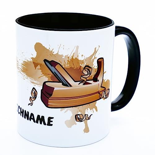 Schreiner Tischler Hoble Tasse mit Namen personaliert Becher Geschenk Prüfung Geselle Tischler Schreinermeister Tischlermeister Zubehör Geschenkideen Accessoires Bedarf Deko Gadget Keramik 330 ml von Golebros