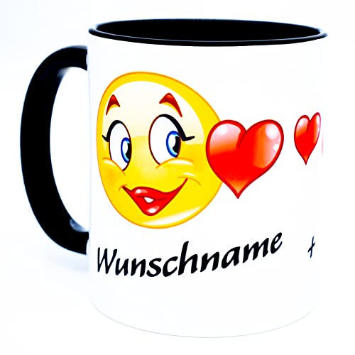 Smiley Kuss Tasse für pärchen personalisiert mit Namen Ich liebe dich Geschenk zum Jahrestag Valentinstag Hochzeitstag für Sie Ihn Freund Freundin Ehe Mann Frau Partner Beziehung Becher Keramik 330 ml von Golebros