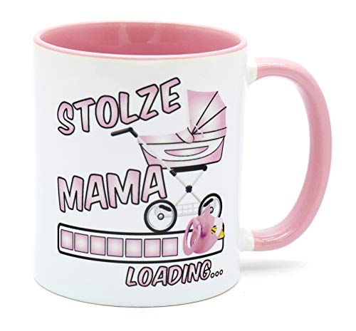 Stolze Mama Loading Tee Tasse Kaffee Becher Geschenk für werdende Mutter Mütter Baby zukünftige Verkündung Schwangerschaft Schwanger Glückwunsch bald Party Mädchen Schwangerschaftsgeschenk freundin von Golebros