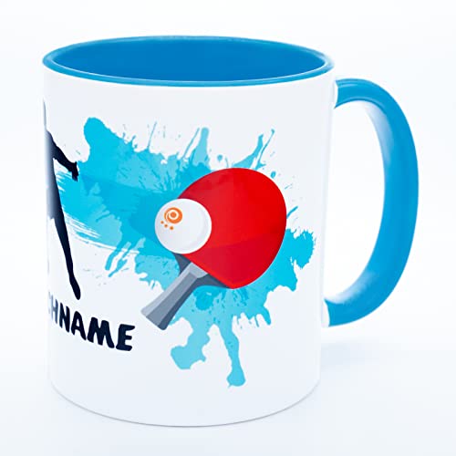 Tischtennis Tasse mit Name personalisiert Becher Geschenkidee Tischtennisspieler Geschenk für Trainer Spieler Geburtstag Equipment Gadget Zubehör Lustig Kinder Profi Deko Mann Frau Keramik 330 ml von Golebros